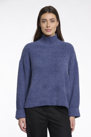 RINO & PELLE Karen Mock Neck Sweater in Blue Shadow