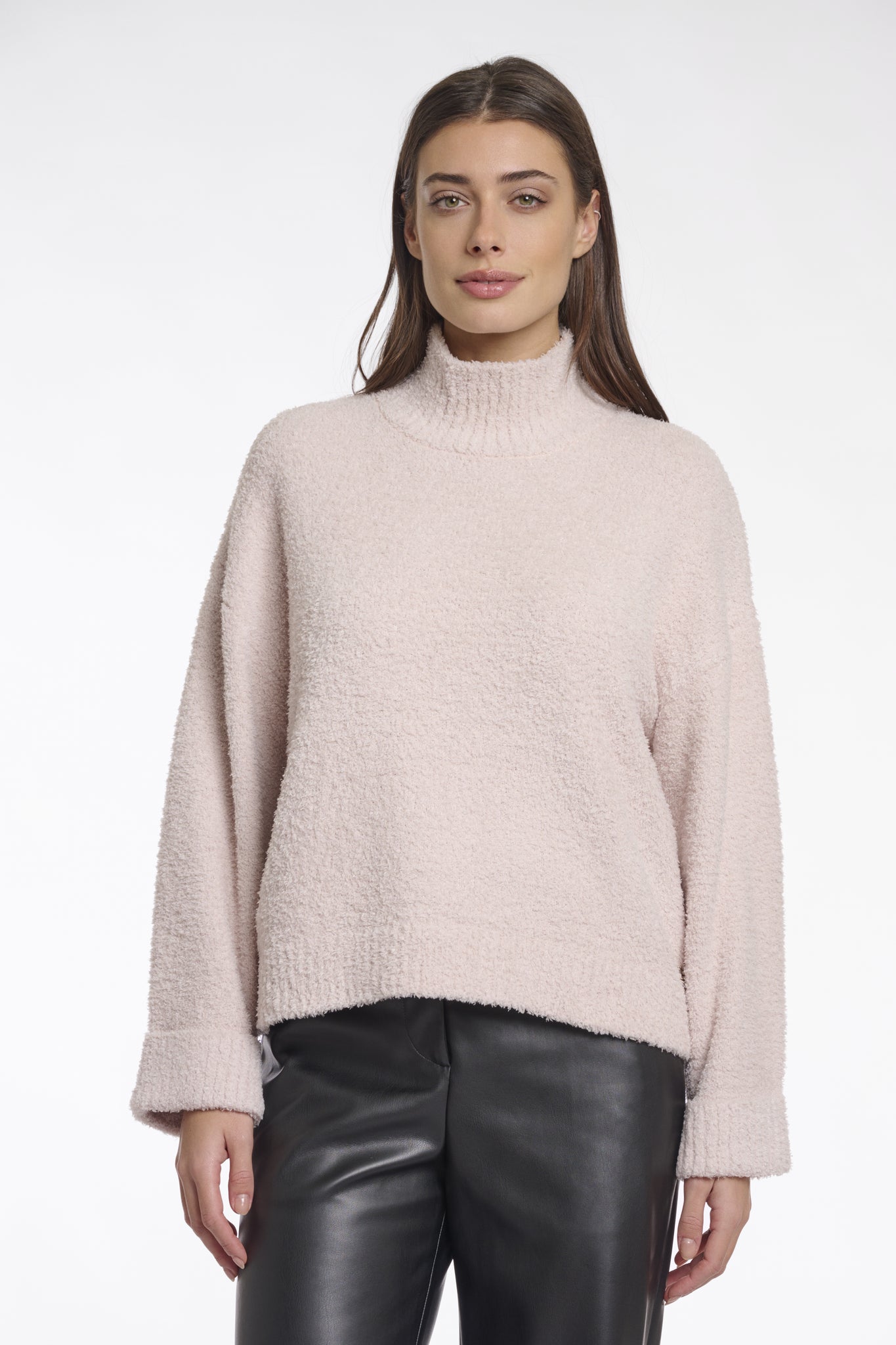 RINO & PELLE Karen Mock Neck Sweater in Pale