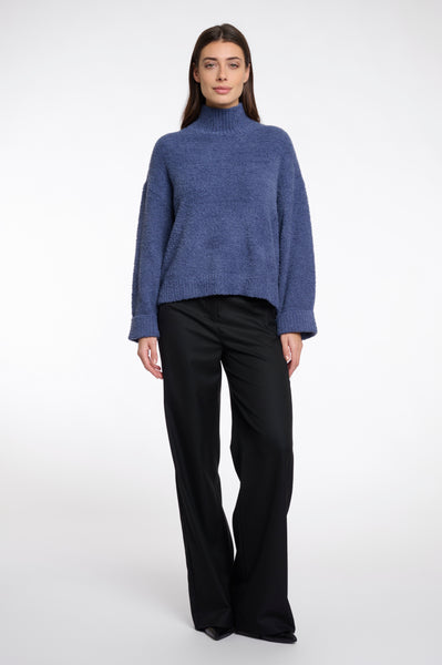 RINO & PELLE Karen Mock Neck Sweater in Blue Shadow