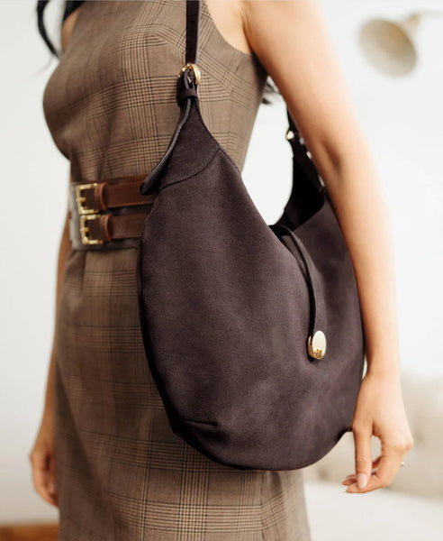 Brave Kelani Suede Slouch Bag in Super Brown
