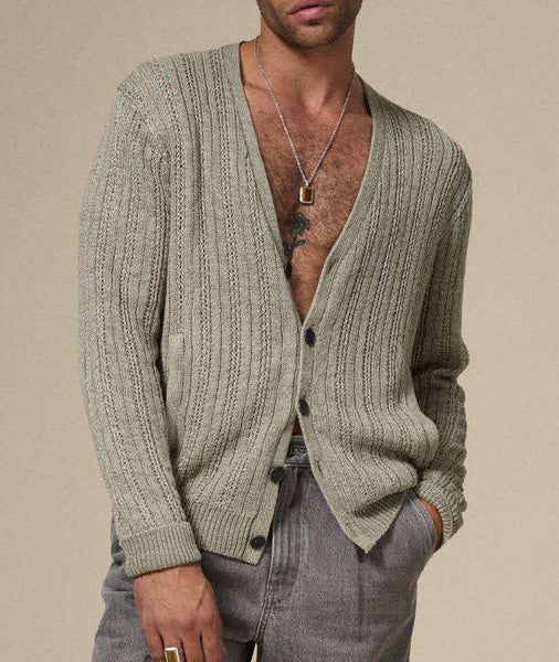 John Varvatos KILMENT Linen Cardigan - Sage Brush