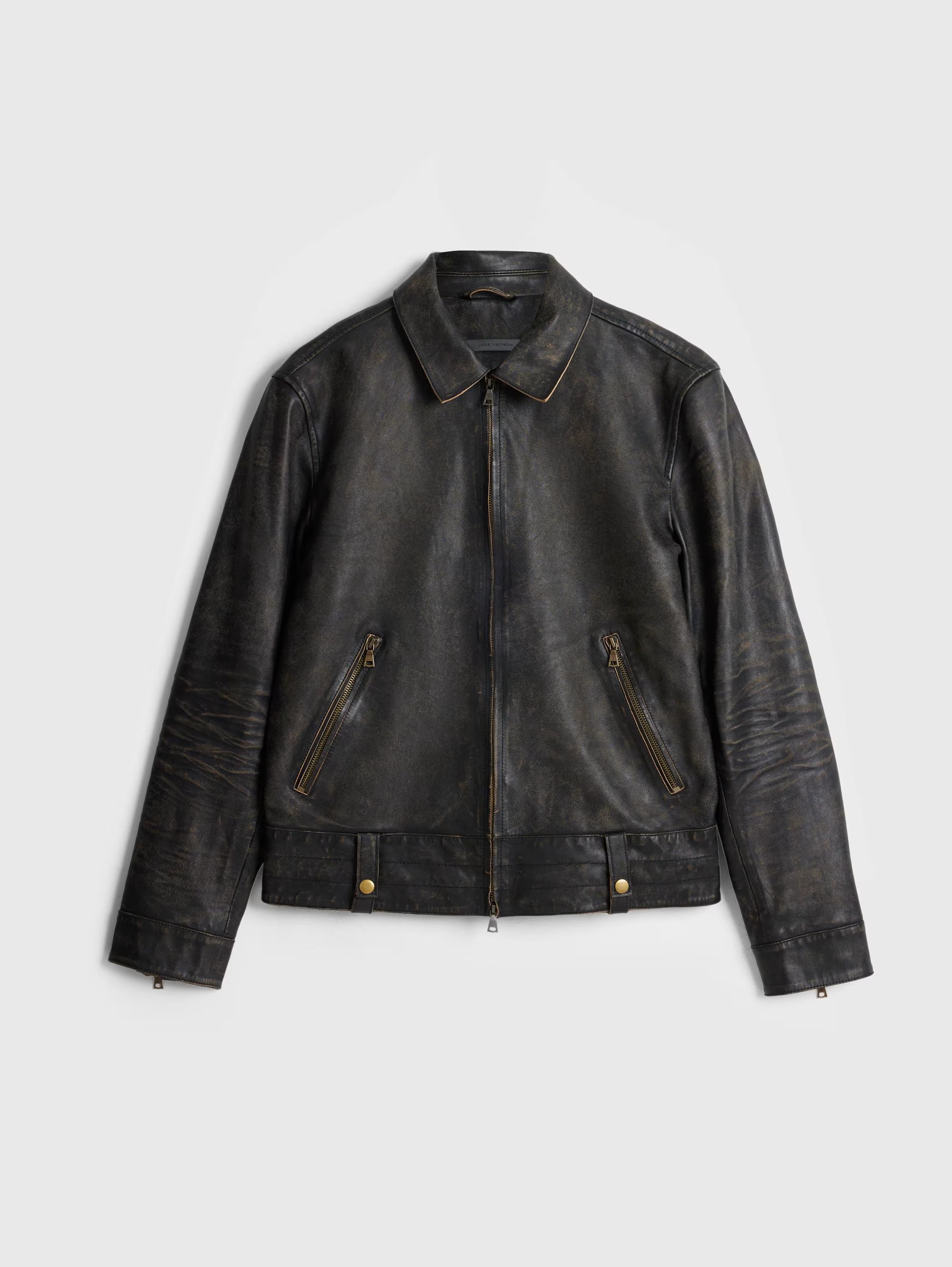John Varvatos Sorcha Tarnished Heritage Leather Jacket - Brown Sugar