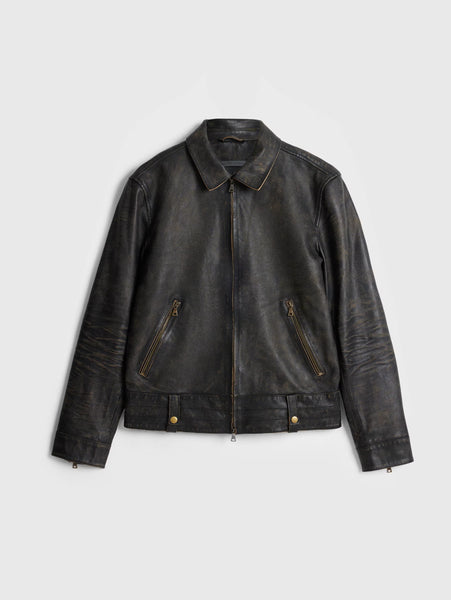 John Varvatos Sorcha Tarnished Heritage Leather Jacket - Brown Sugar