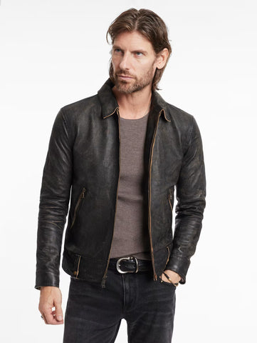 John Varvatos Sorcha Tarnished Heritage Leather Jacket - Brown Sugar