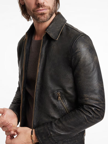 John Varvatos Sorcha Tarnished Heritage Leather Jacket - Brown Sugar