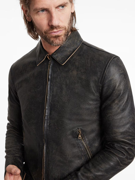 John Varvatos Sorcha Tarnished Heritage Leather Jacket - Brown Sugar
