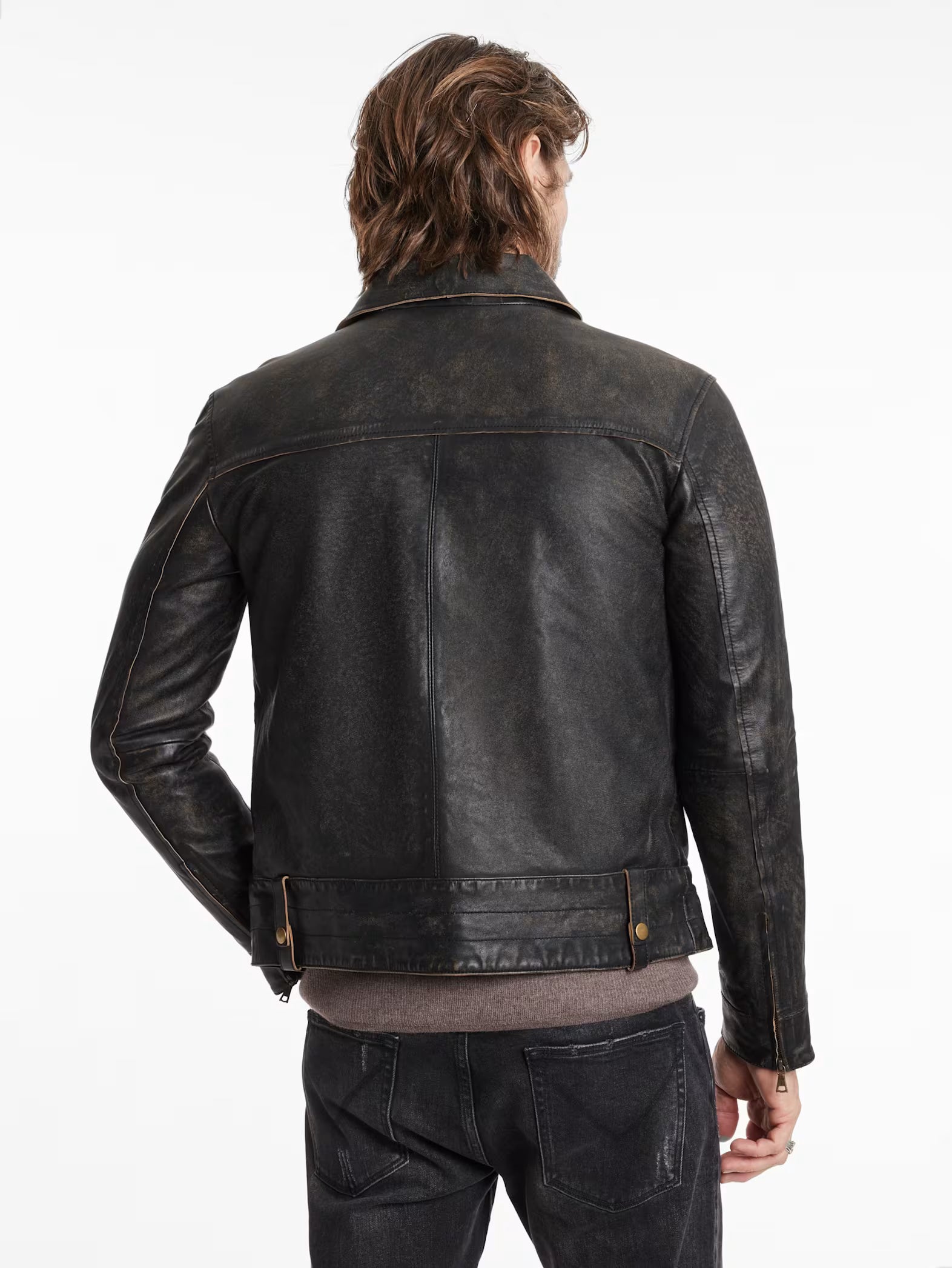 John Varvatos Sorcha Tarnished Heritage Leather Jacket - Brown Sugar