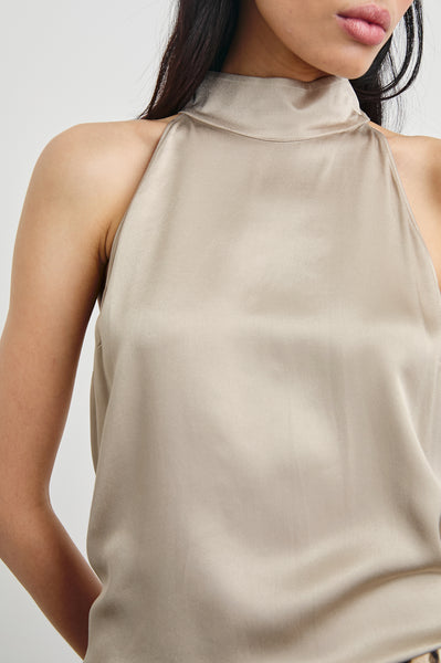 Rails Leah Satin Crepe Halter Top in Champagne