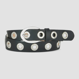 Brave Leah Nappa Studded Belt in Black with Polished Silver  display picture 3