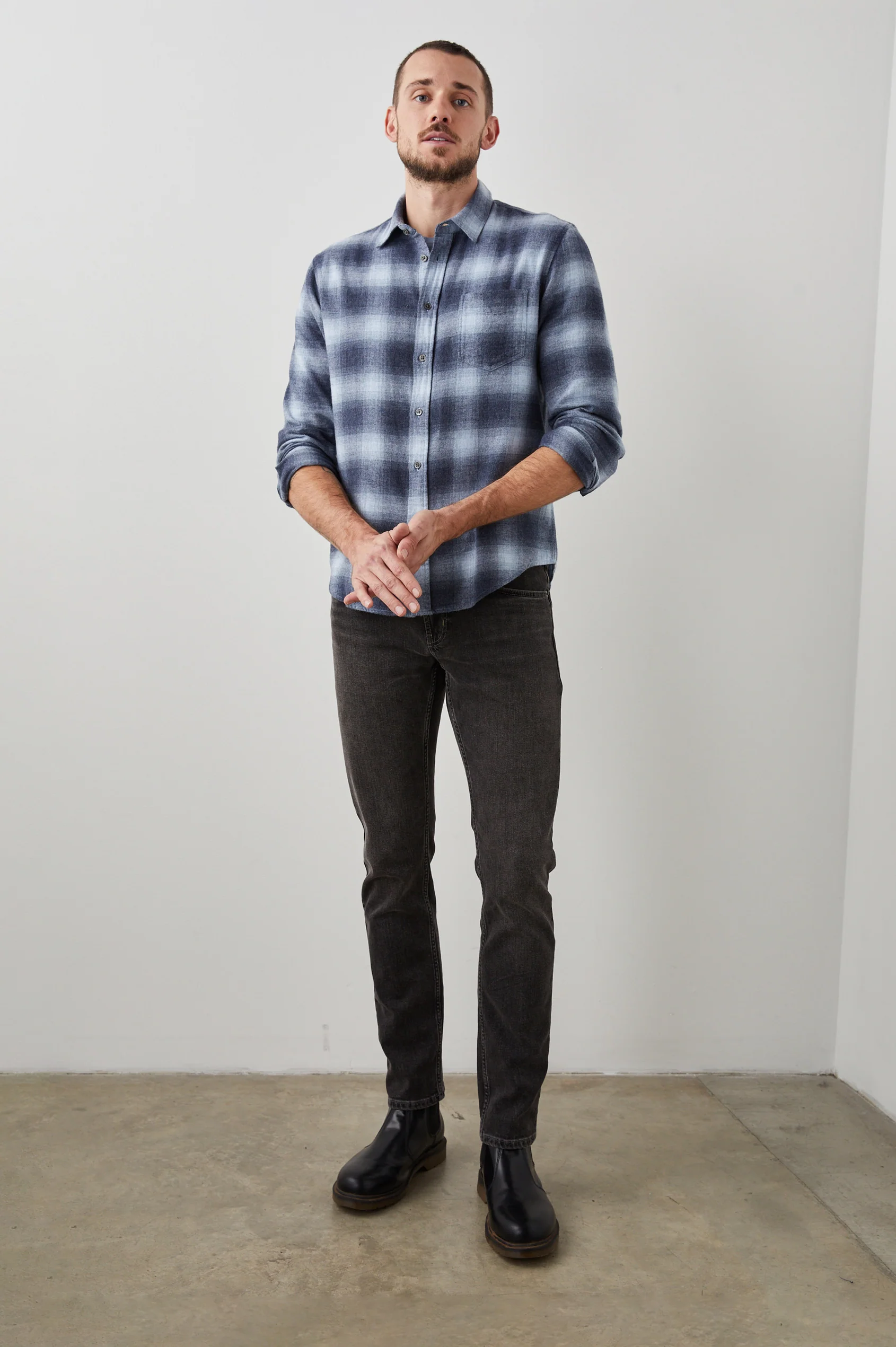 Rails Men's Brushed Lennox L/S - Denim Shadow