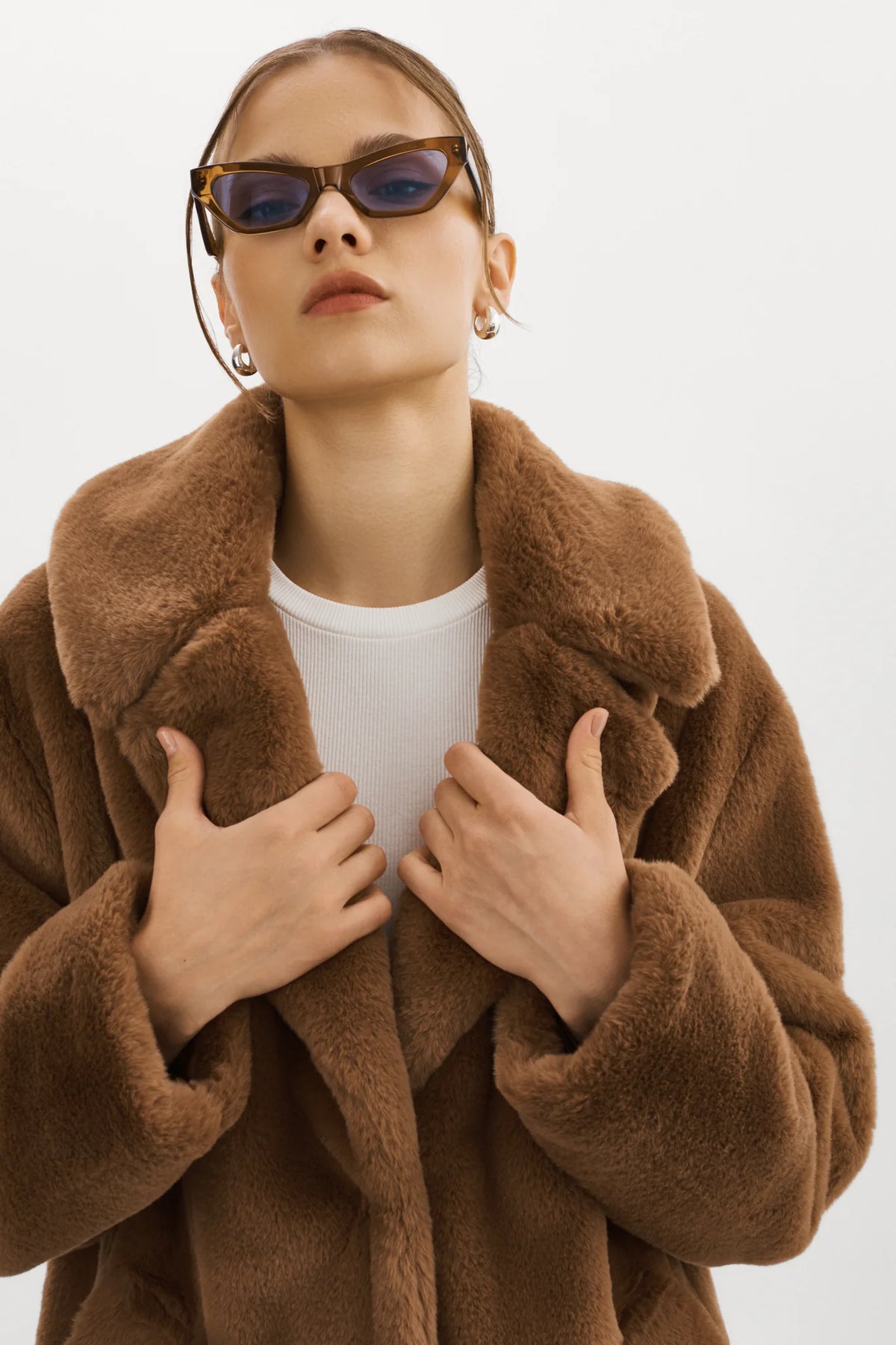LAMARQUE Linnea Faux Fur Coat in Mink Brown