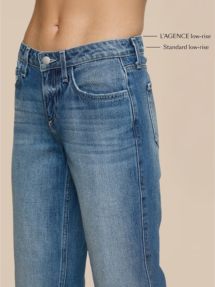 L'AGENCE Joanne Low Rise Wide Leg Jean in Pacific