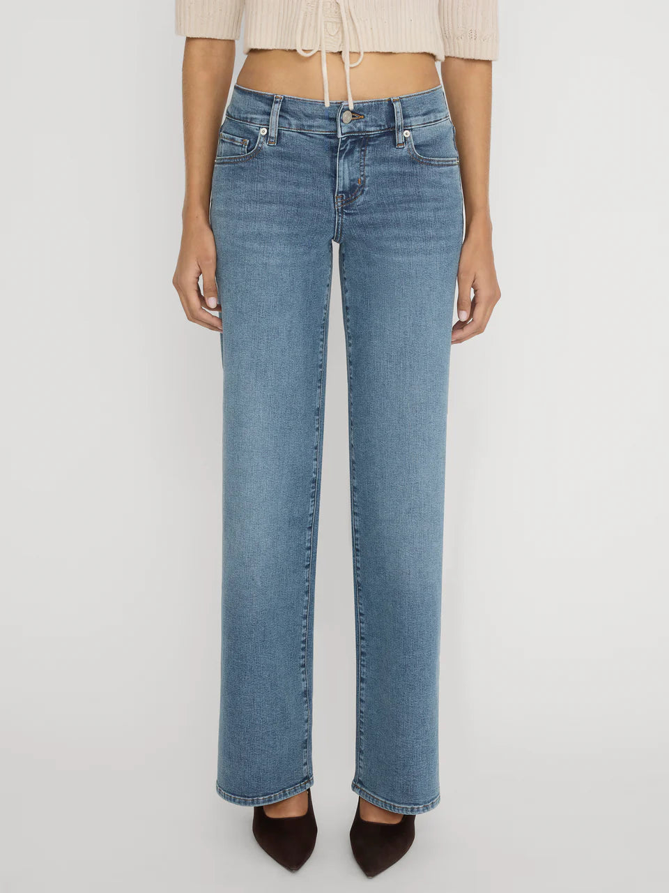FRAME Le Slim Hi Rise Palazzo Long Jean in Gossamer