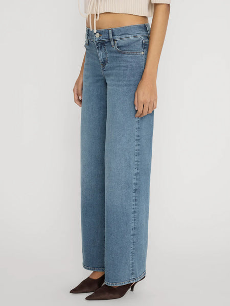 FRAME Le Slim Hi Rise Palazzo Long Jean in Gossamer
