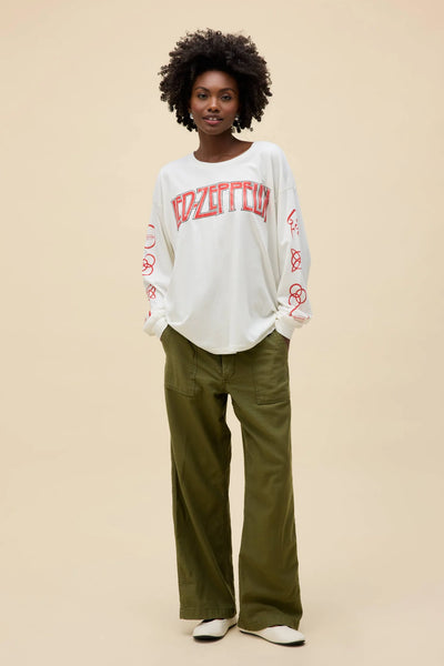 Daydreamer Led Zepplin Four Symbols Merch Long Sleeve in Vintage White