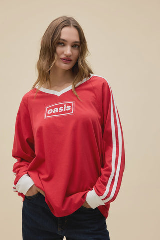 Daydreamer Oasis Box Logo Club Long Sleeve in Fire Red