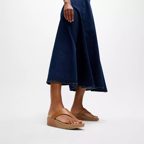 FitFlop LULU Leather Toe-Post Sandals in Light Tan