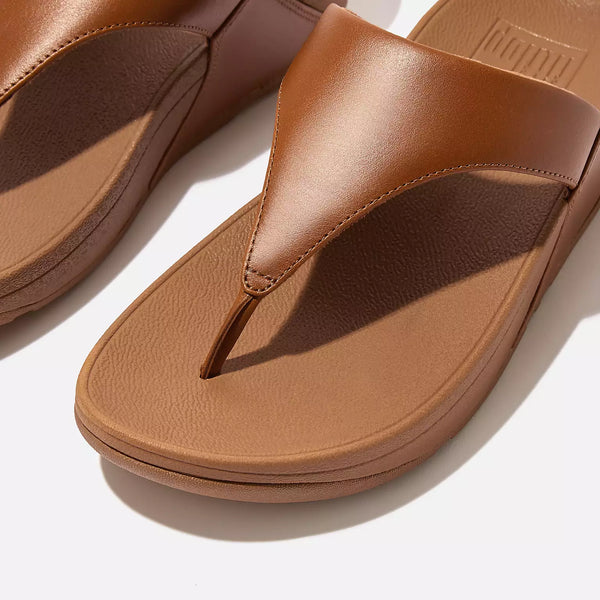 FitFlop LULU Leather Toe-Post Sandals in Light Tan