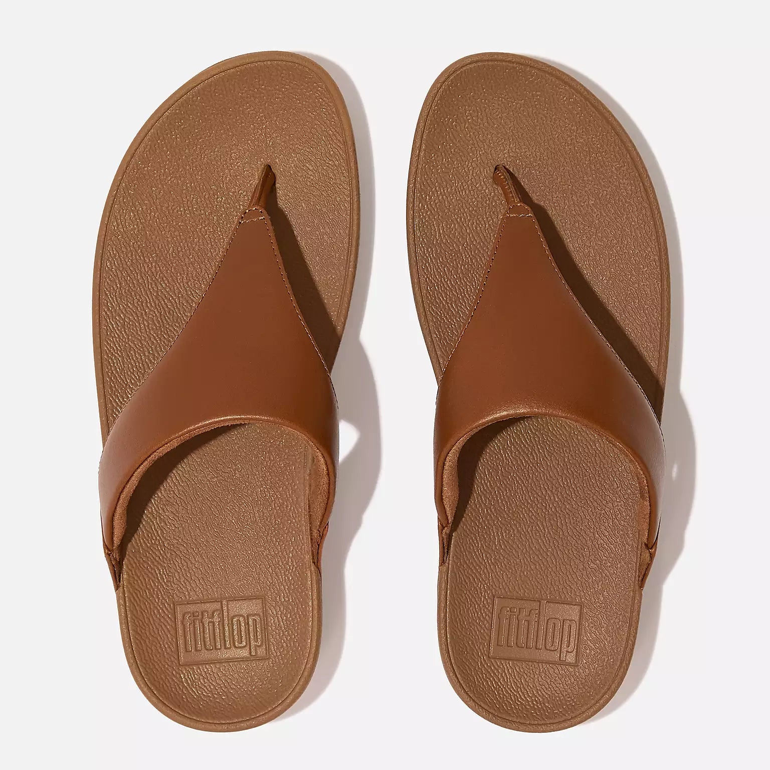 FitFlop LULU Leather Toe-Post Sandals in Light Tan