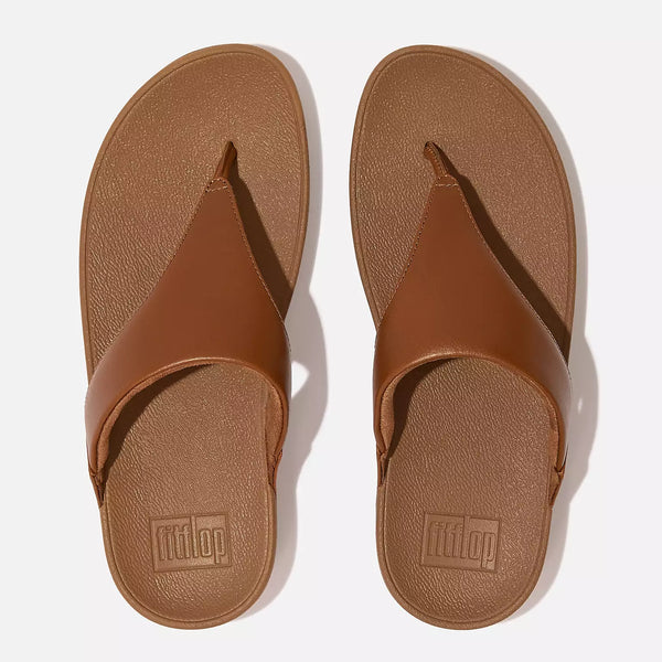 FitFlop LULU Leather Toe-Post Sandals in Light Tan