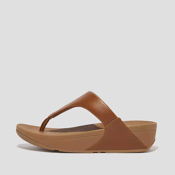 FitFlop LULU Leather Toe-Post Sandals in Light Tan