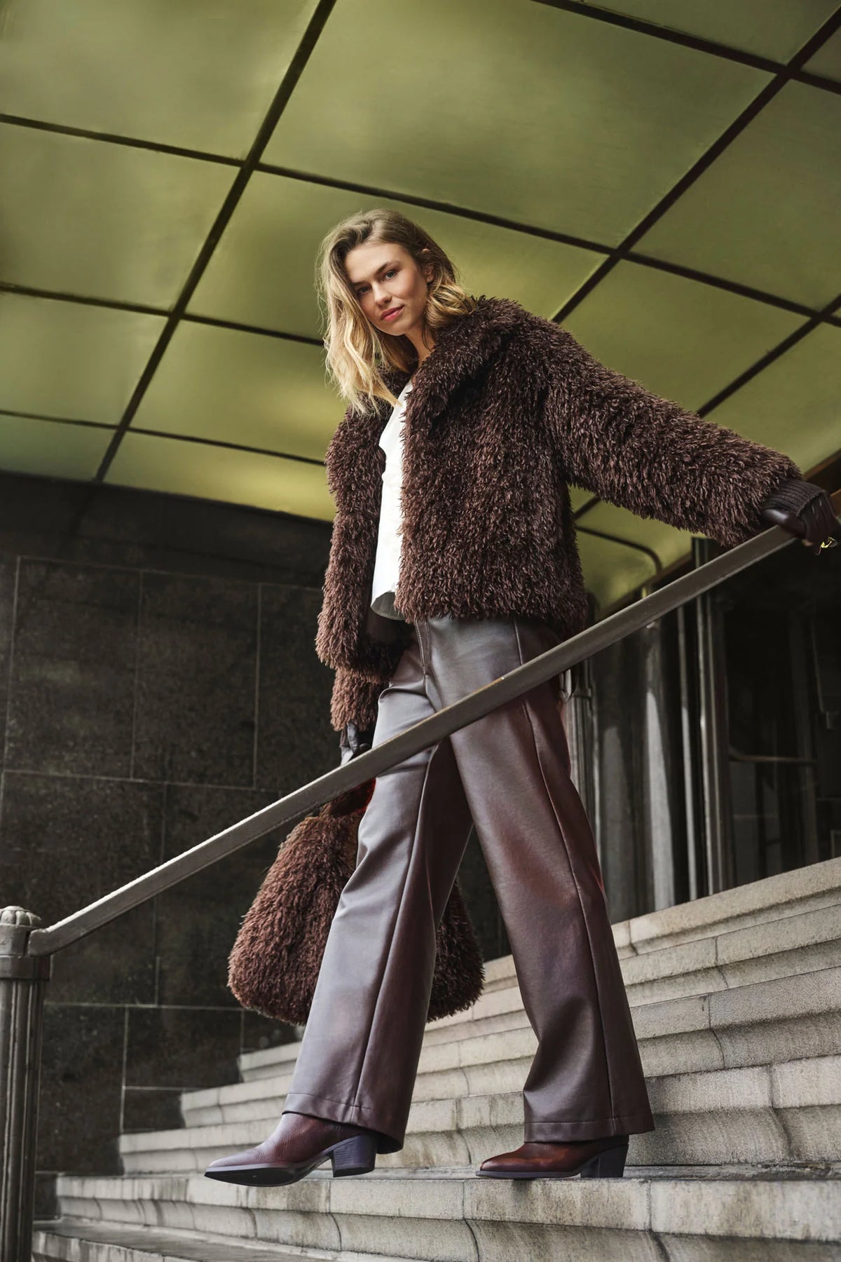 RINO & PELLE Lias Faux Fur Jacket in Coffee Roast