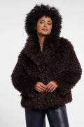 RINO & PELLE Lias Faux Fur Jacket in Coffee Roast