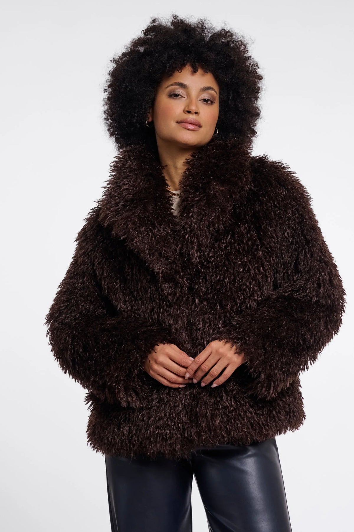 RINO & PELLE Lias Faux Fur Jacket in Coffee Roast