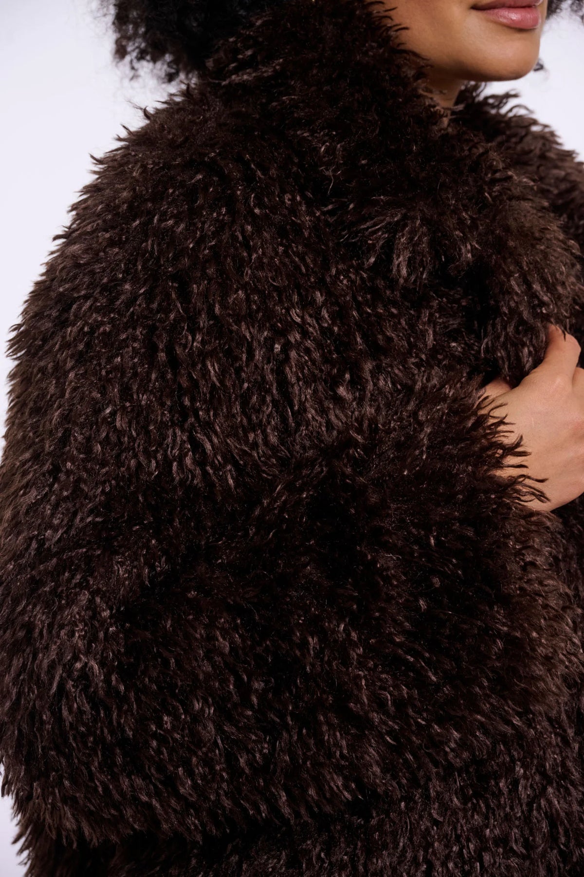 RINO & PELLE Lias Faux Fur Jacket in Coffee Roast