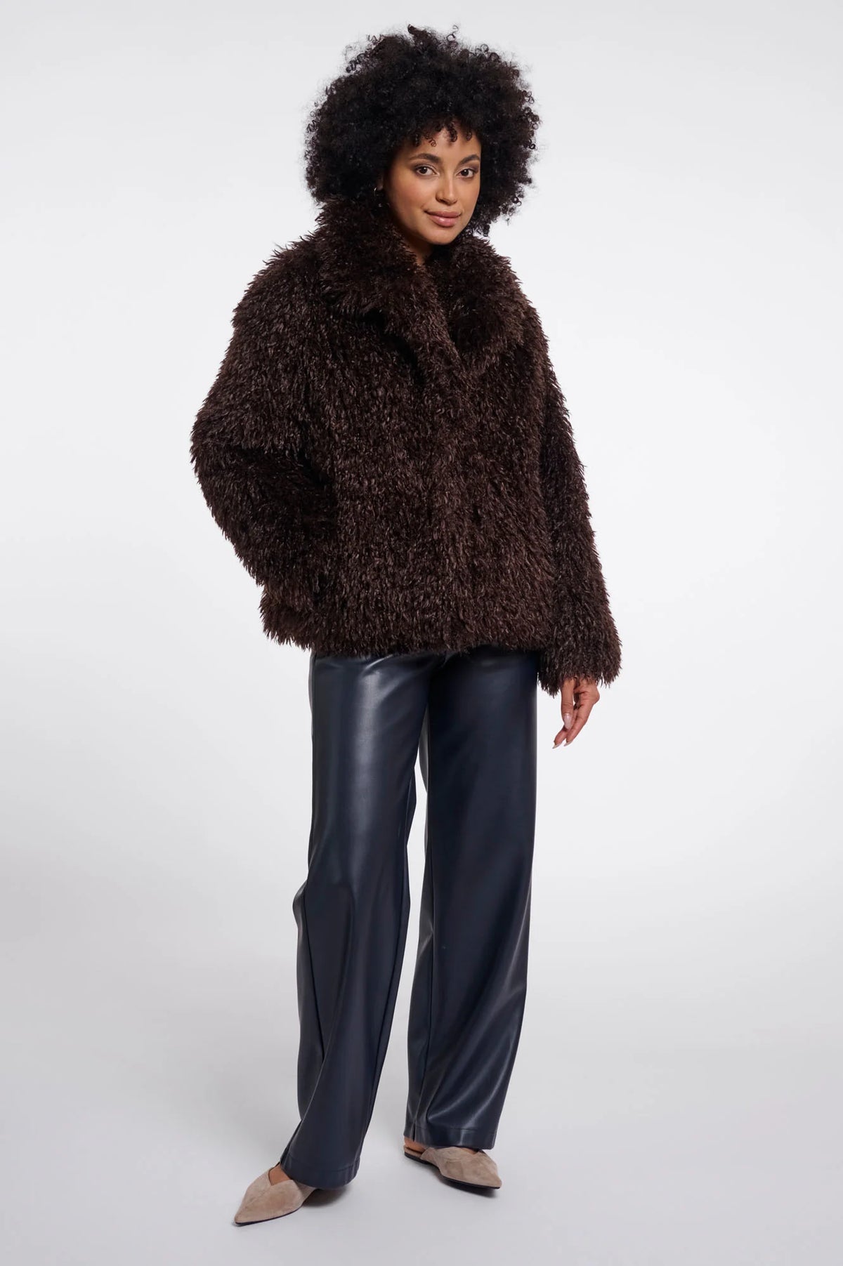 RINO & PELLE Lias Faux Fur Jacket in Coffee Roast