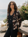 Bella Dahl Long Sleeve Round Hem Button Down in Shadow Floral Print