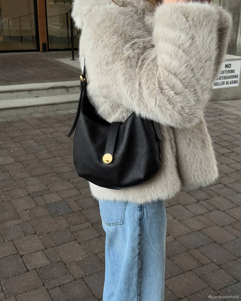 Brave Luna Bag in Black Pebbled Leather with Gold