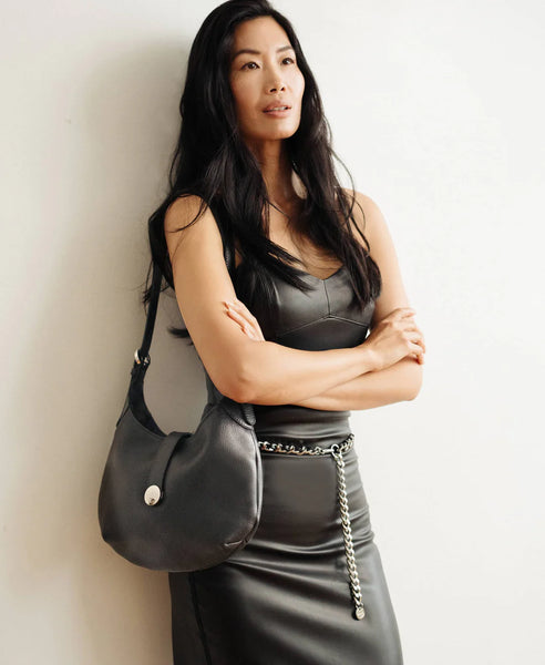 Brave Luna Bag in Black Pebbled Leather with Gold