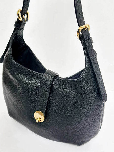 Brave Luna Bag in Black Pebbled Leather with Gold