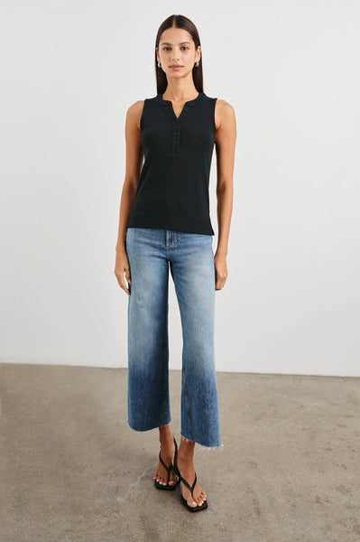 Rails Mayla Cotton Blend Henley Tank Top in Black