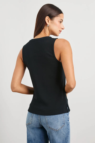 Rails Mayla Cotton Blend Henley Tank Top in Black