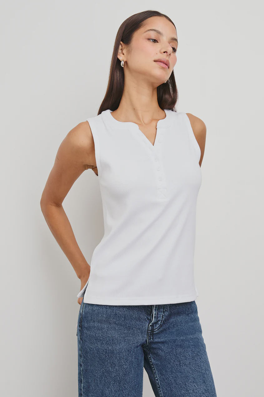 Rails Mayla Cotton Blend Henley Tank Top in White