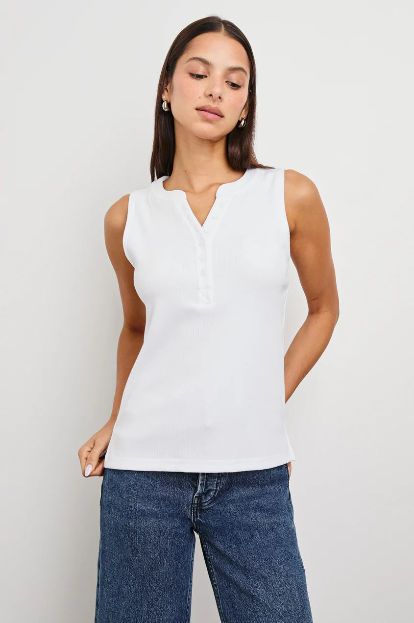 Rails Mayla Cotton Blend Henley Tank Top in White