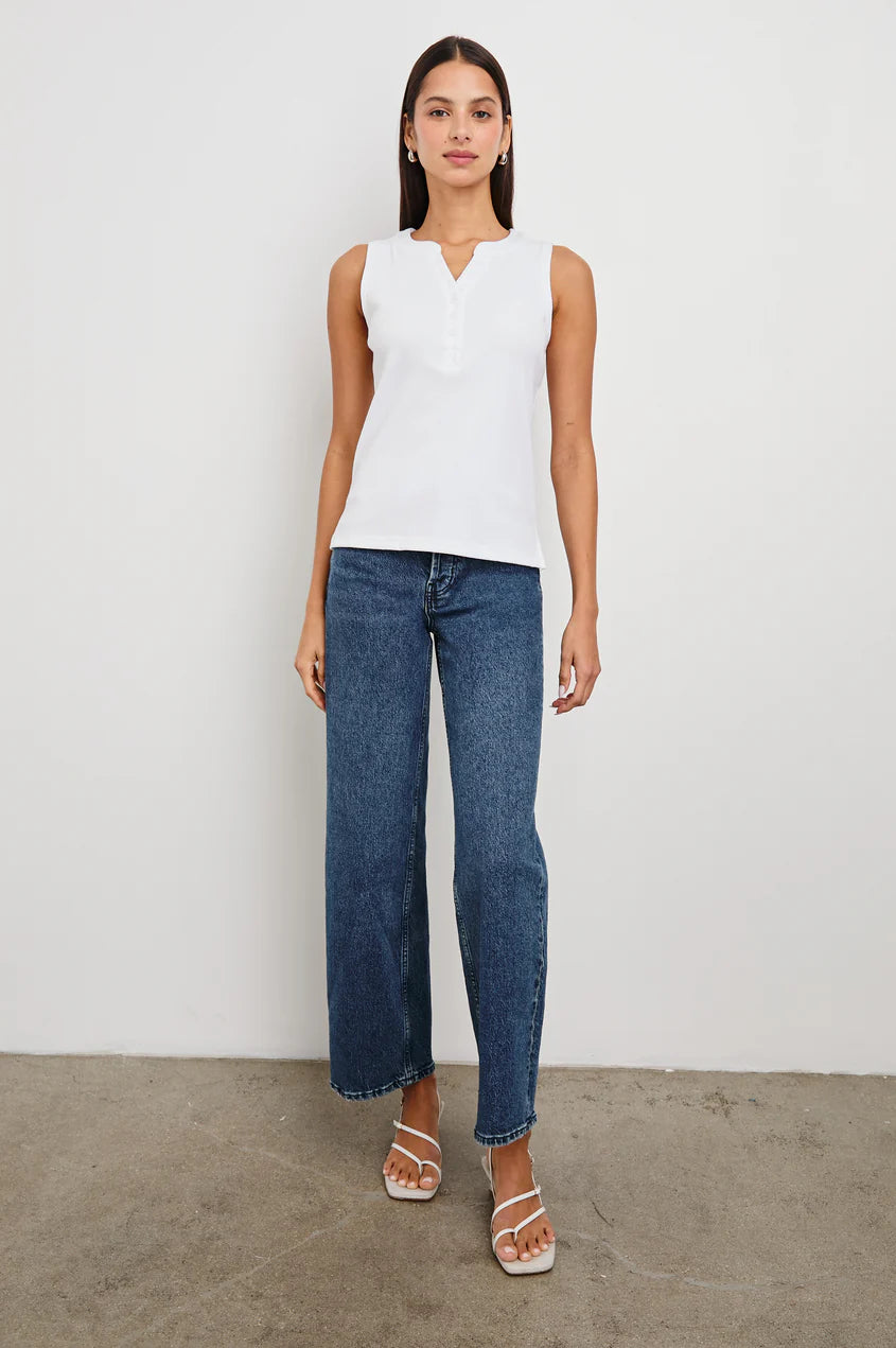 Rails Mayla Cotton Blend Henley Tank Top in White