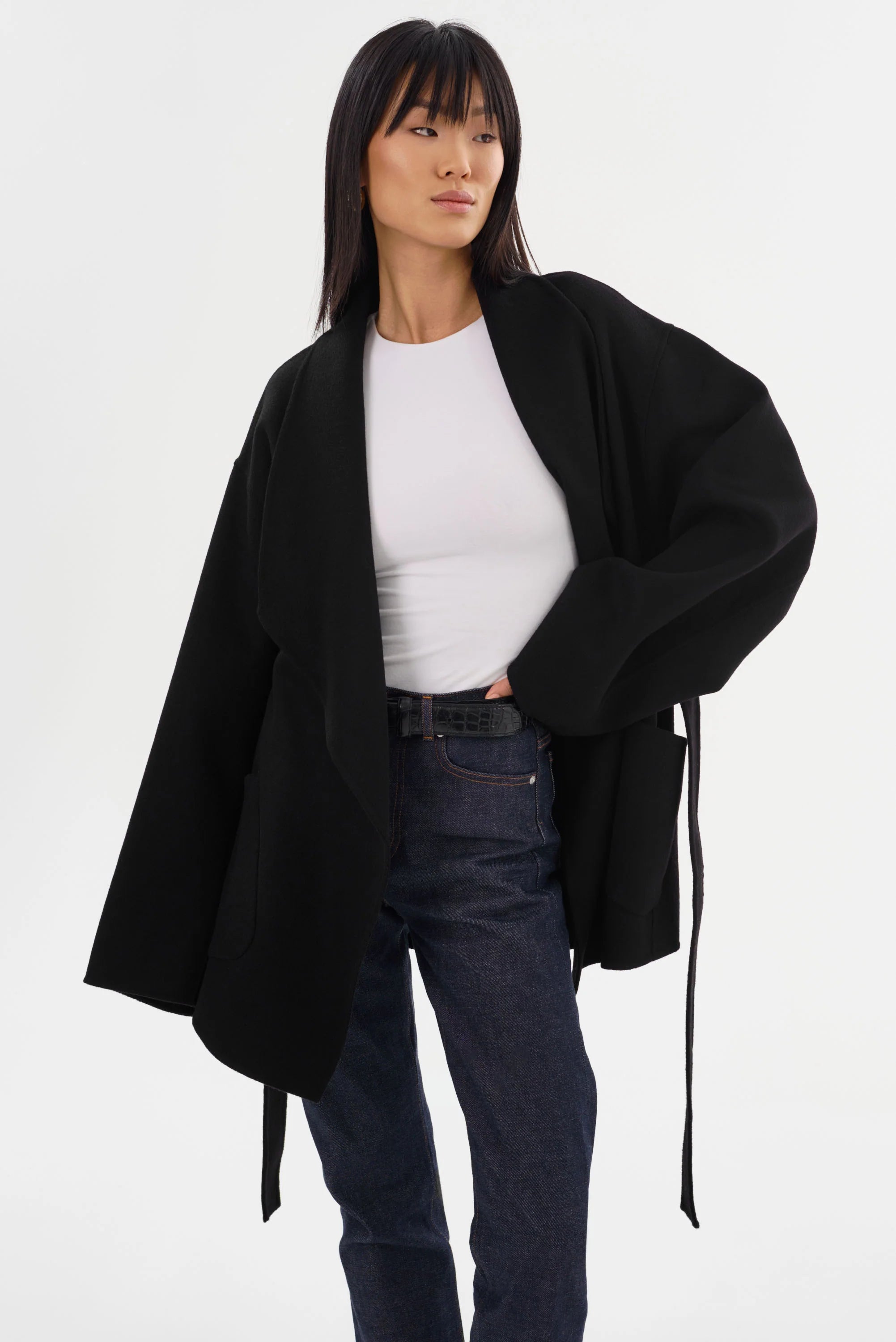 LAMARQUE Mekia Double Face Wool Coat in Black