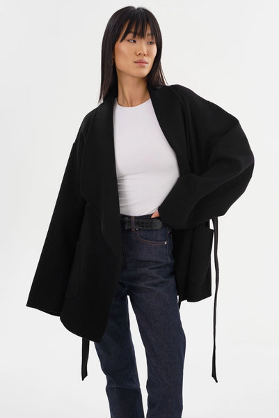 LAMARQUE Mekia Double Face Wool Coat in Black