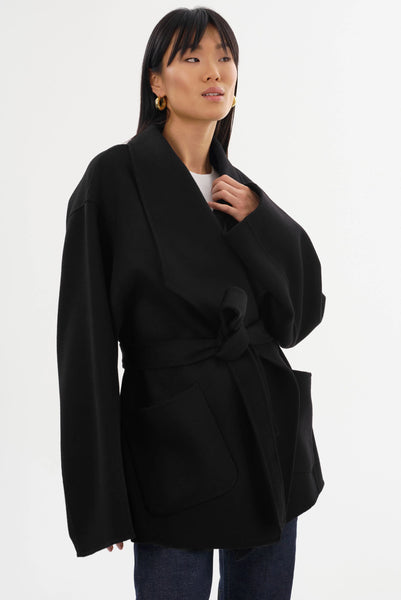 LAMARQUE Mekia Double Face Wool Coat in Black