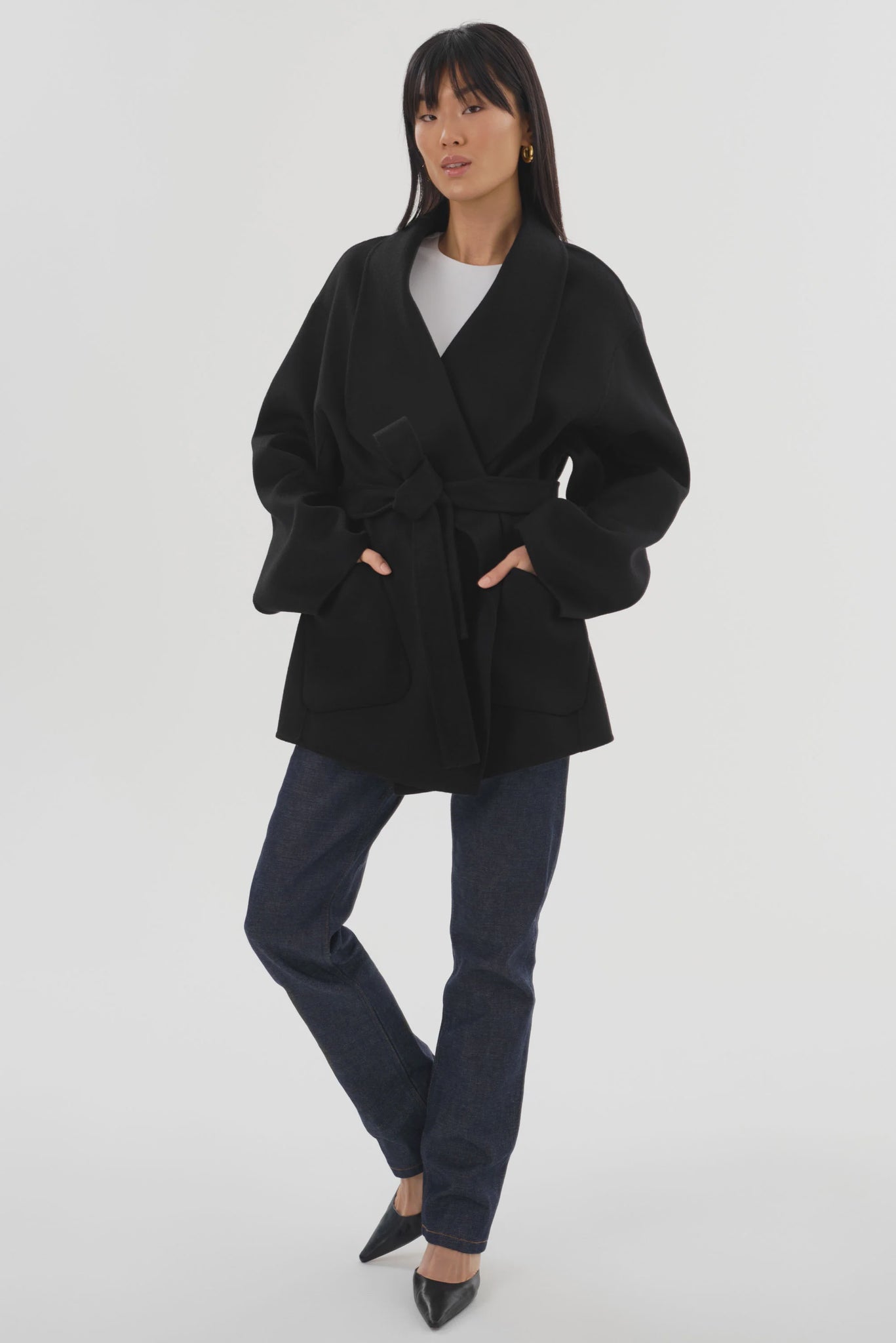 LAMARQUE Mekia Double Face Wool Coat in Black