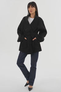 LAMARQUE Mekia Double Face Wool Coat in Black