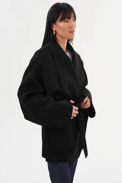 LAMARQUE Mekia Double Face Wool Coat in Black