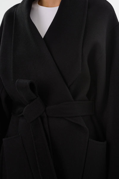 LAMARQUE Mekia Double Face Wool Coat in Black