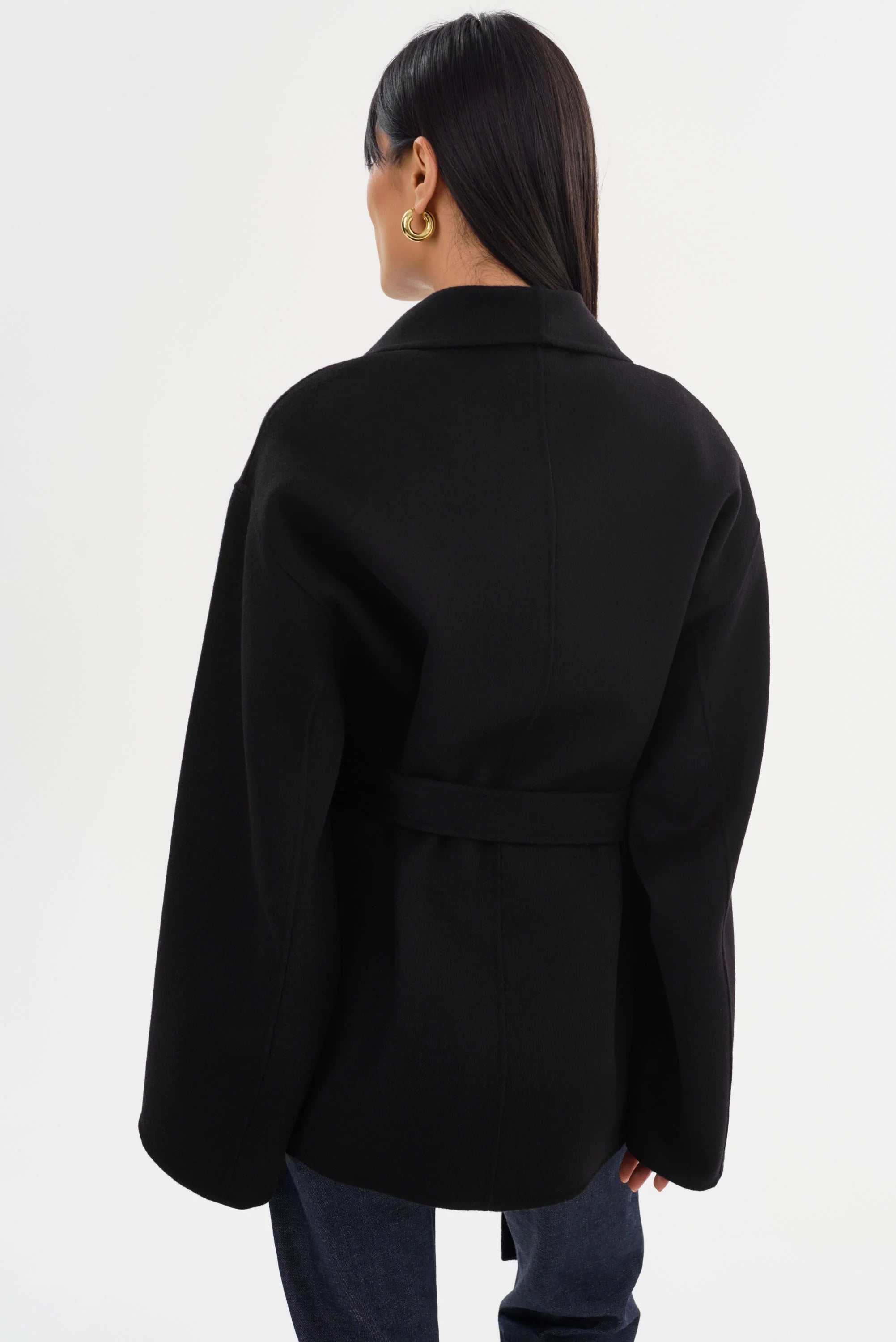 LAMARQUE Mekia Double Face Wool Coat in Black
