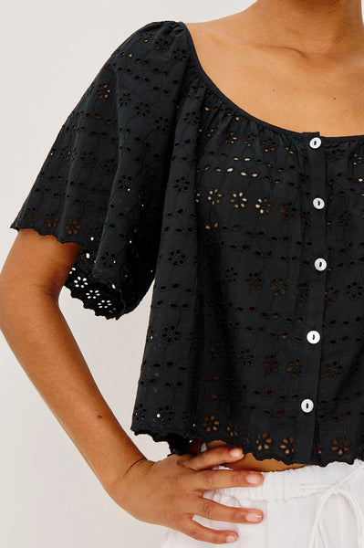 Rails Miller Eyelet Shirt in Black
