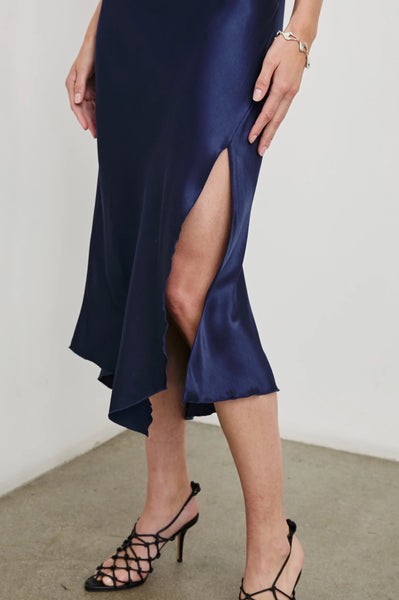 Rails Monique Satin Crepe V-Neck Dress in Navy
