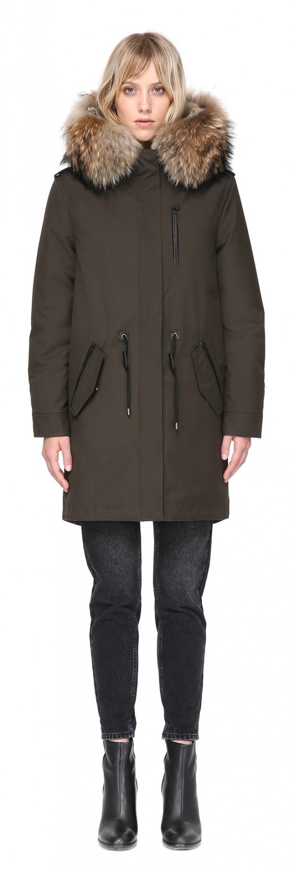 Mackage Rena Fur Lined Twill Parka in Army
